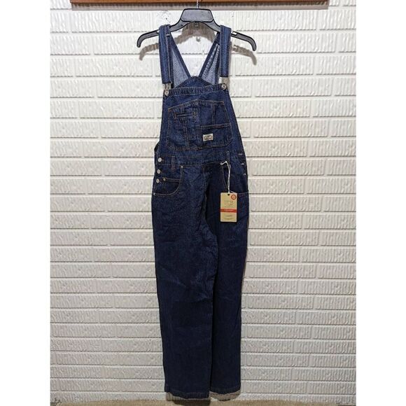 Lana Roux Women's Blue Dungaree Utility Denim Twill Jumpsuit Overalls Large NWT